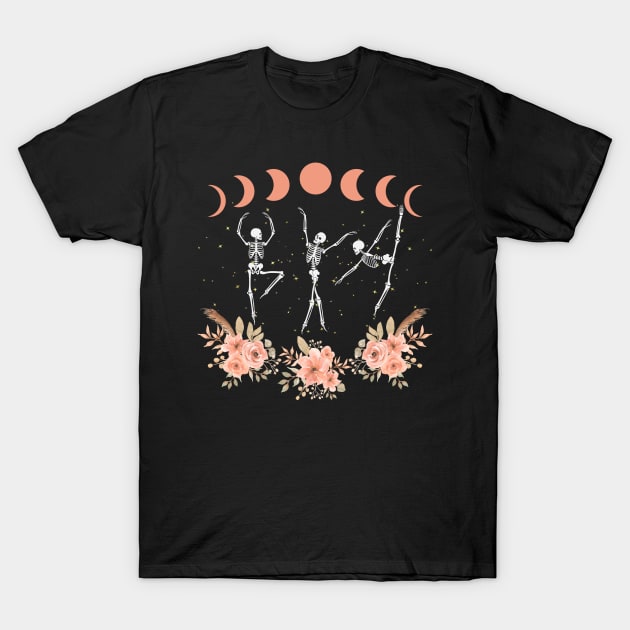 Dancing Skeletons Fall Boho Aesthetic T-Shirt by MalibuSun